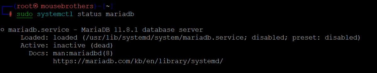 MariaDB Inactive